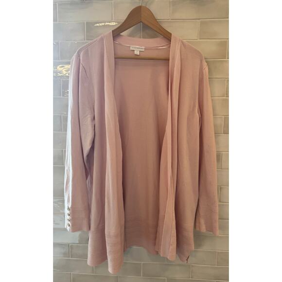 Charter Club 3X Dusty Pink Open Cardigan Sweater Button Sleeve - Picture 1 of 6